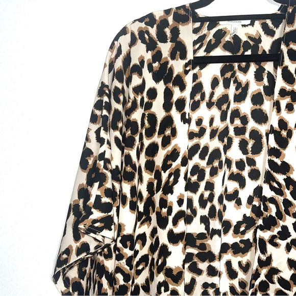 Maurices Brown & Black Leopard Print Open Front Kimono One Size Women’s - Picture 4 of 9
